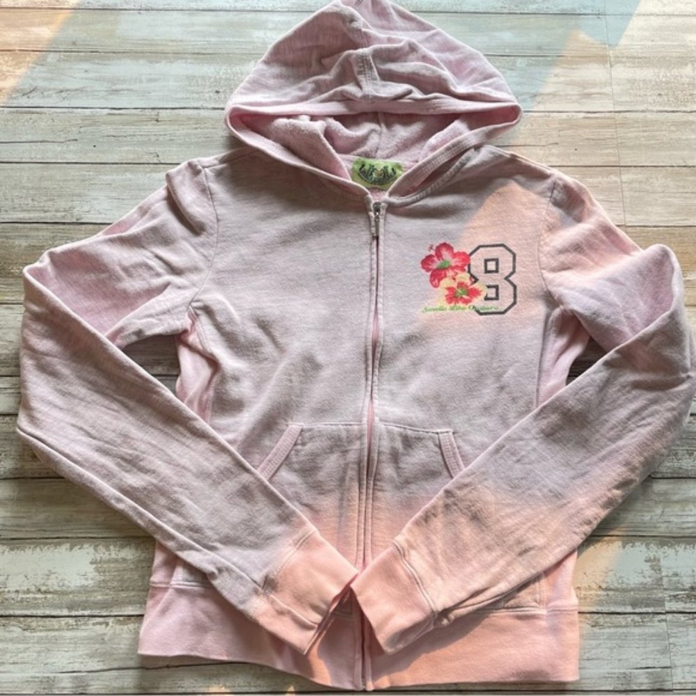 Vintage Y2k Juicy Couture Baby Pink Slim Fit Full Zip Hoodie Size L